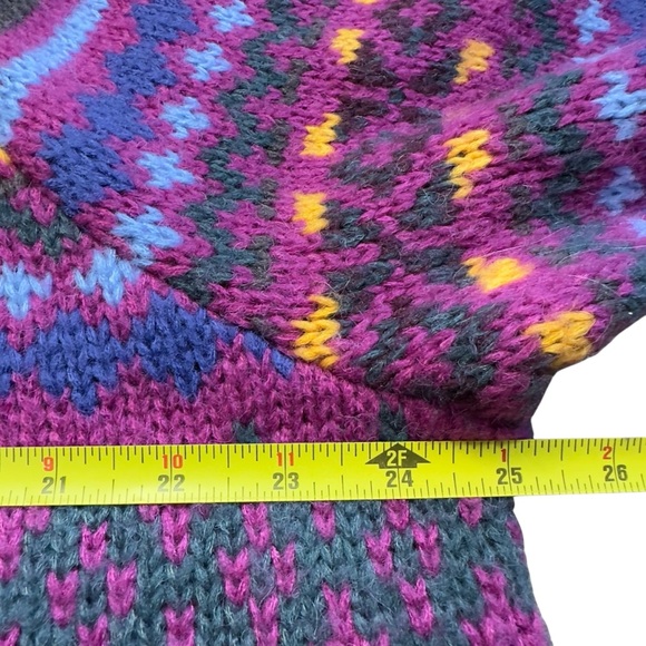 SUNDANCE Size XXL Folk Tale Cardigan Fair Isle Boxy Wool Blend Magenta - Picture 6 of 12